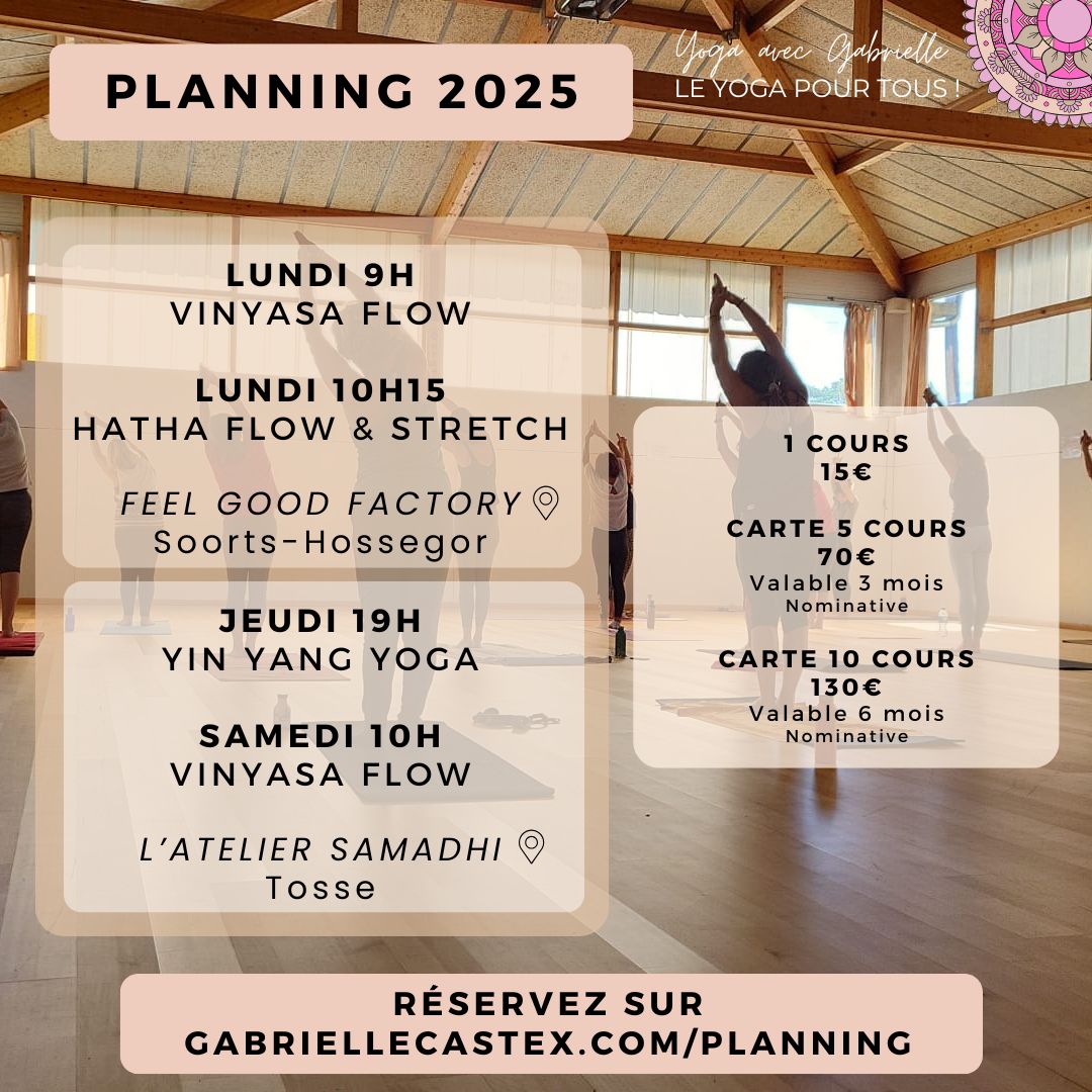 planning yoga avec gabrielle hossegor