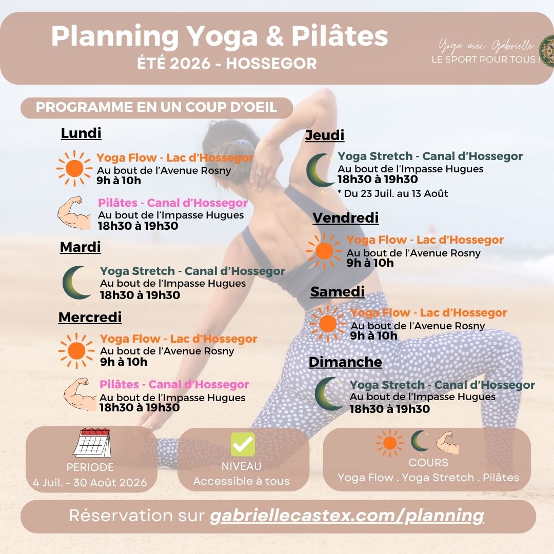 Planning Yoga avec Gabrielle Hossegor